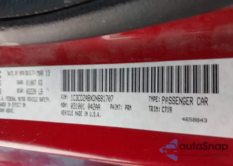 2013 Dodge Avenger Se из США, поврежденный, VIN 1C3CDZABXDN681707